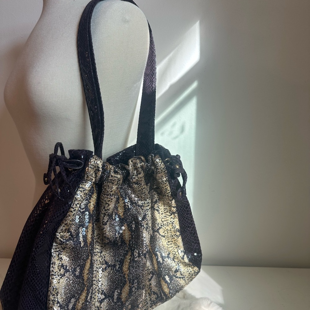 Purple | Gold Snakeskin Shoulder Bag - Picture 5 of 9